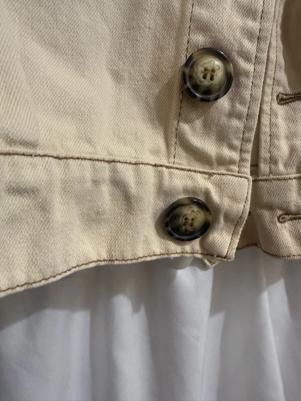 Free People Cream Denim Utility Jacket - Picture 3 of 10